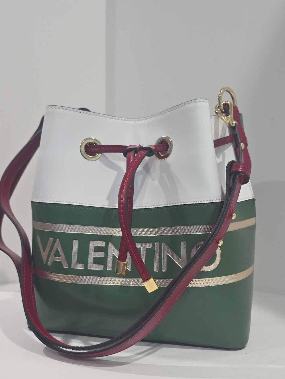 NWT 💚 Valentino Karl Lavaro Tricolor Leather Bucket Bag RARE ❤️ COA, DUST BAG